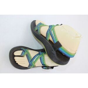 Chacos Hiking Sandals ZX2 Vibram Sole Double Strap W6 Yellow Green Blue Toe Loop
